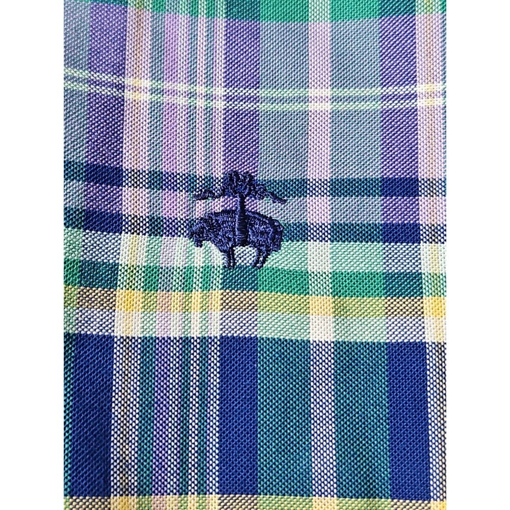 Brooks Brothers 346 Shirt Tartan Plaid Purple Blue Green Slim Fit Non-Iron Large